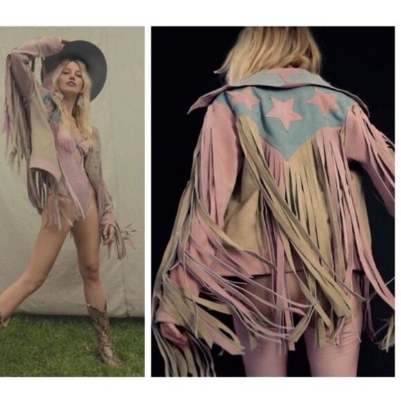 Understated Leather American Woman Jacket in Rose, Smoke, & Dust - Picture 4 of 11